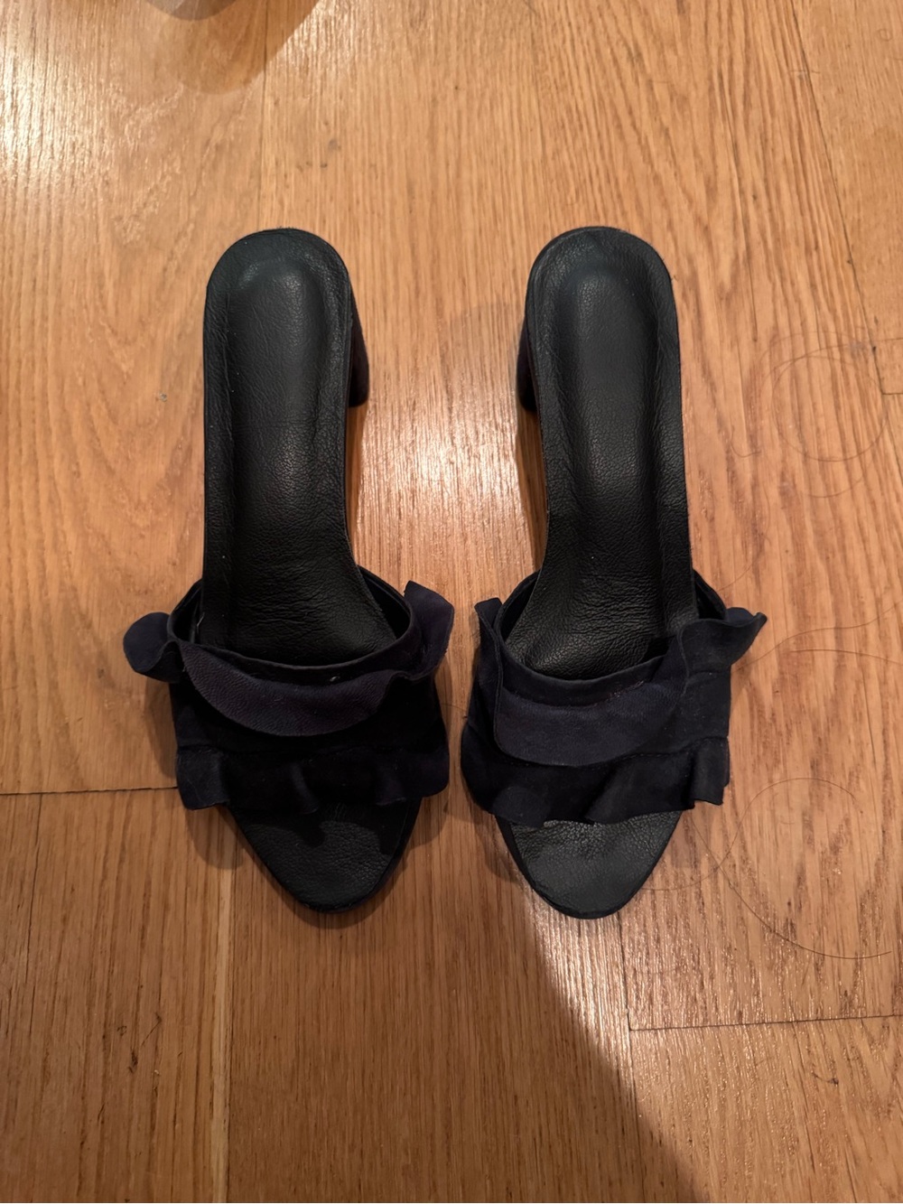 Loeffler Randall Navy Vera Ruffle Slide Mules